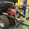 Test fitting the new small block in order to figure out positioning of the tubular crossmember.
#chevy #chevrolet #shoptruck #sbc #1957 #taskforce #stovebolt #projecttruck #justdoit #justgonnasendit #rebuilt #restoration #streetrod #hotrod #gm #dontcrushemrestoreem #barnfind  #farmtruck