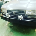 Some #Hella 500s on our freshly painted #fj80 bumper. 
#forgotten #restoration #landcruiser #toyota #overland #overlanding #offroad #projecttruck #justdoit #justgonnasendit #fun #fj #lights